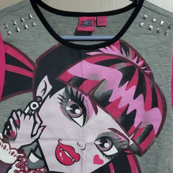Monster High Girls Gray Top Sz L 10/12 - Picture 4 of 4